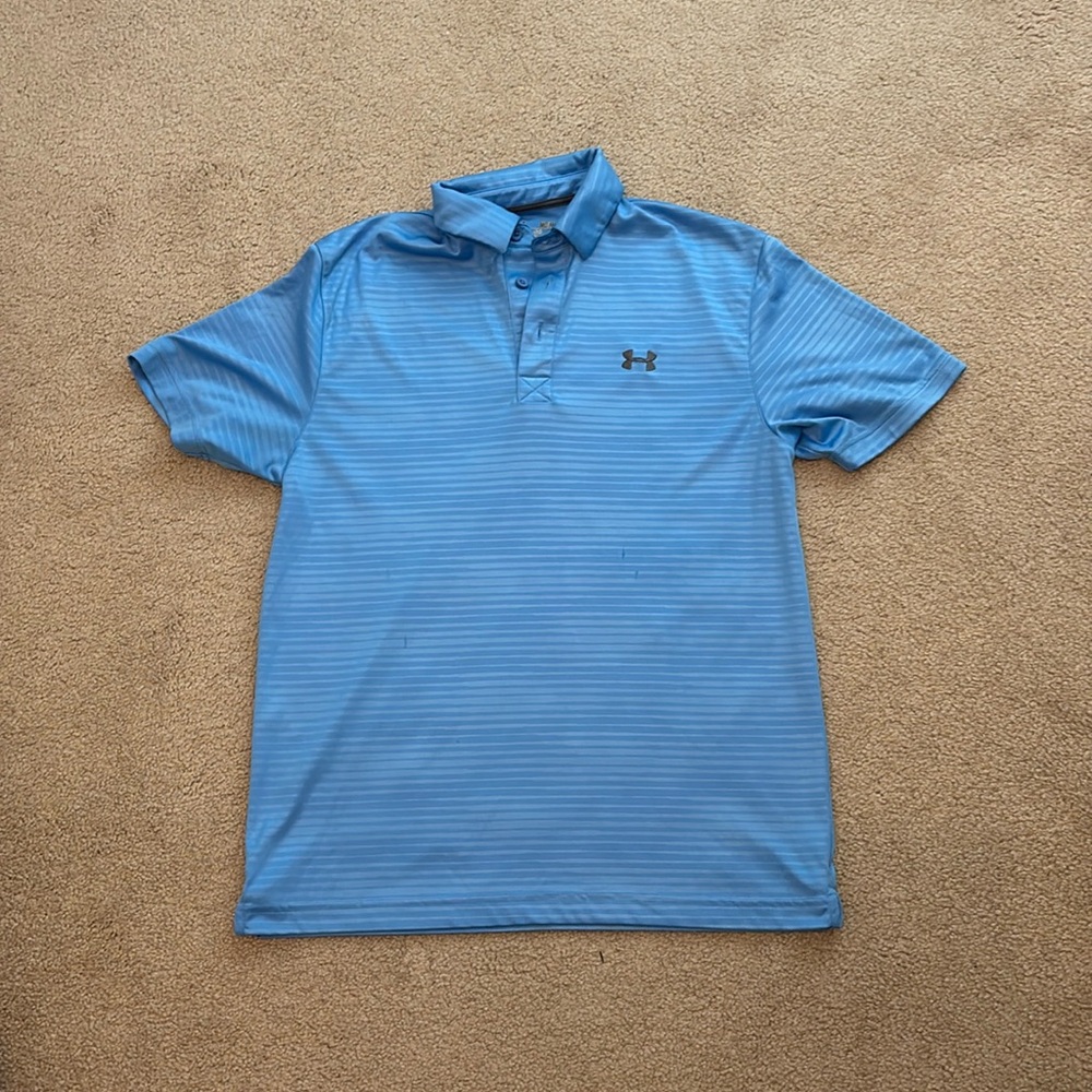 Under Armour Blue Striped Polo – Men’s Size Medium